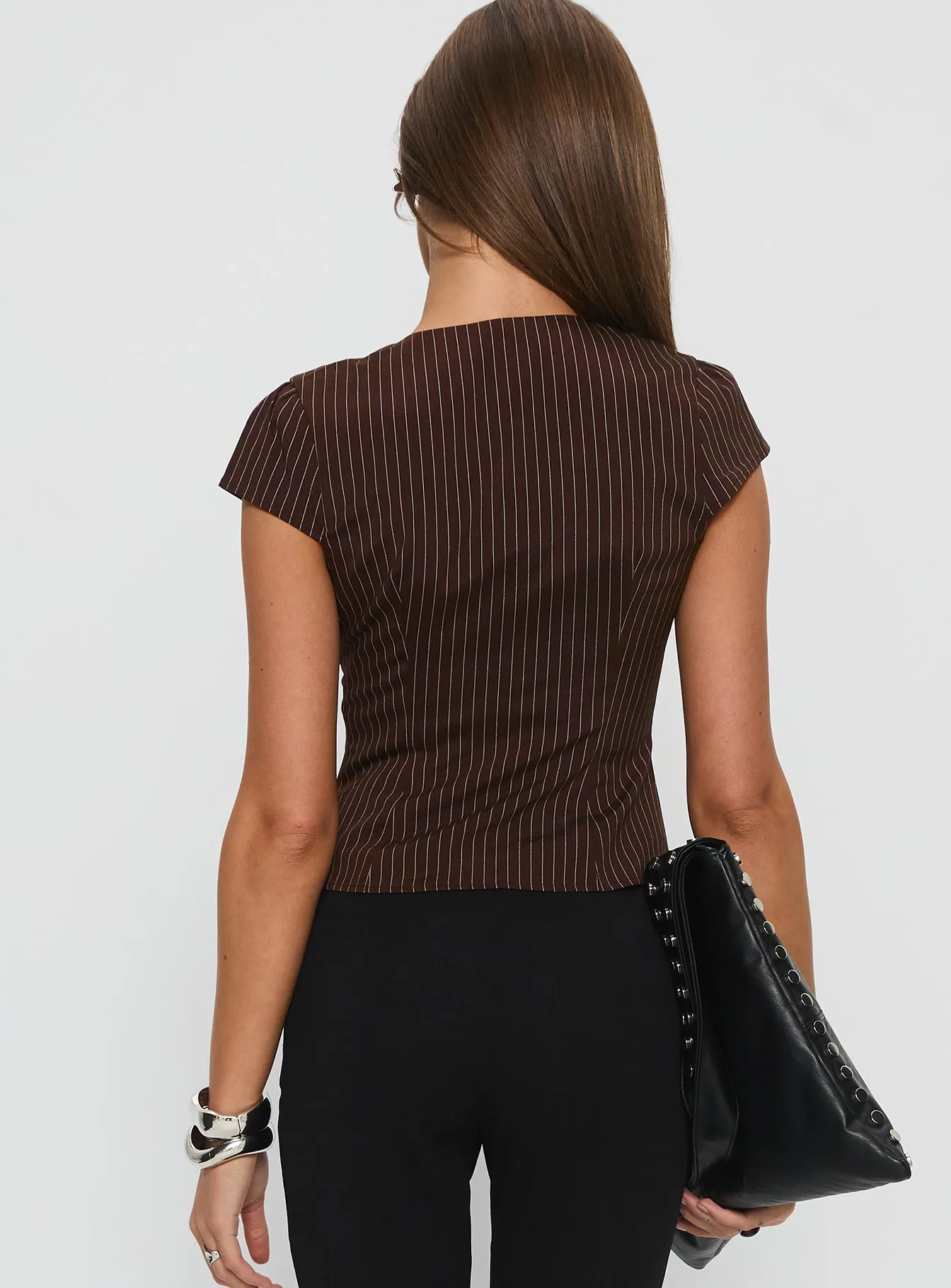 In A Vault Zip Through Top Brown Stripe sold by Princess Polly product image thumbnail 5