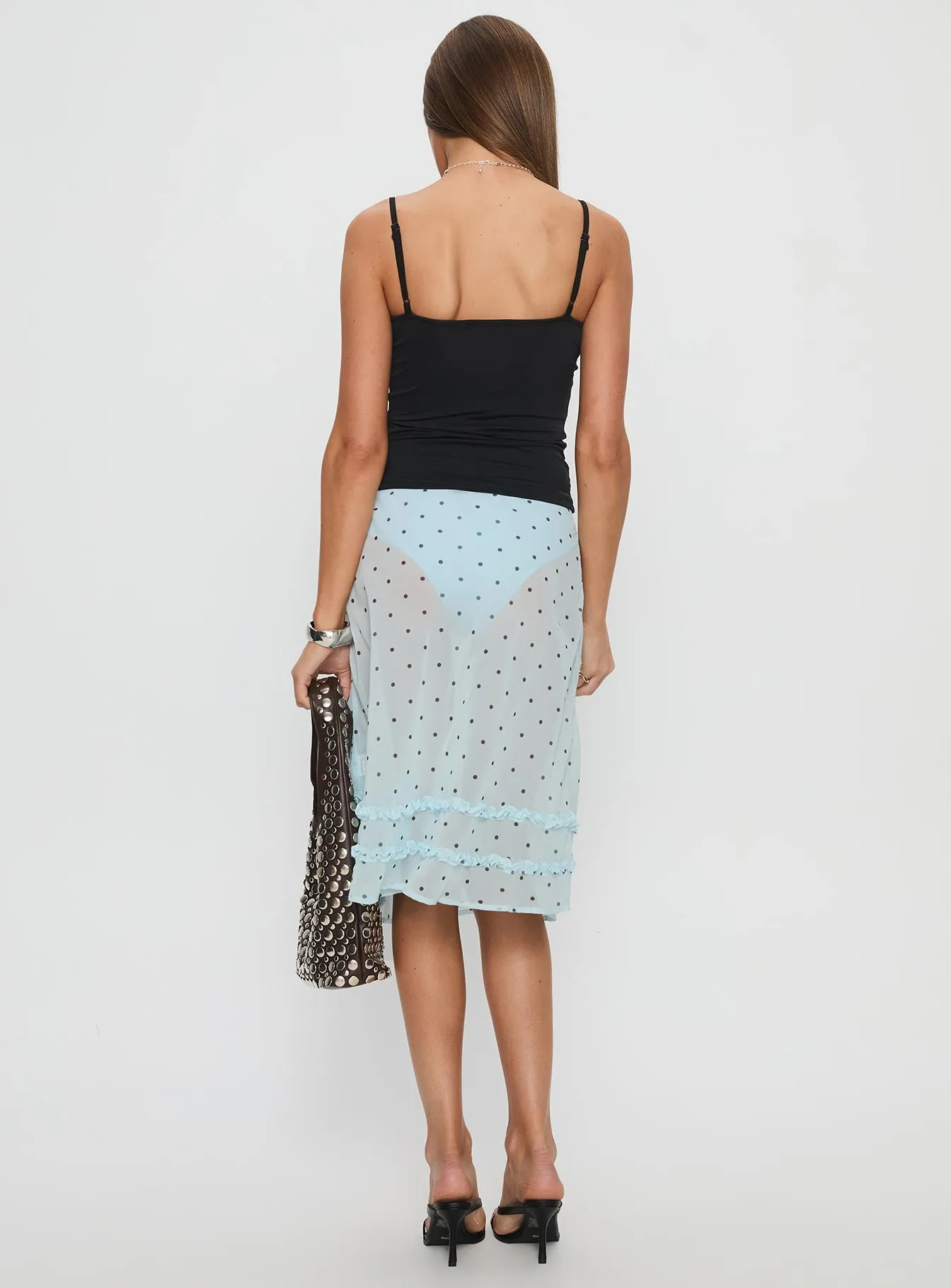 Lyza Sheer Midi Skirt Blue Polka sold by Princess Polly product image thumbnail 5