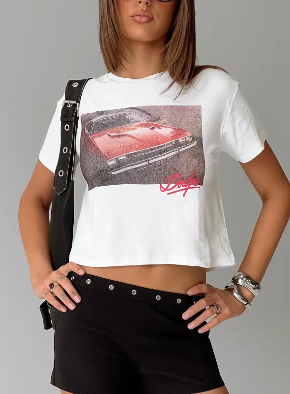 Dodge Girl Graphic Top White sold by Princess Polly