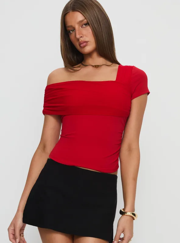 Lynsey Short Sleeve Top Red sold by Princess Polly