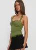 Kenzlee Lace Detail Halter Top Green sold by Princess Polly