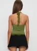 Kenzlee Lace Detail Halter Top Green sold by Princess Polly