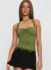 Kenzlee Lace Detail Halter Top Green sold by Princess Polly