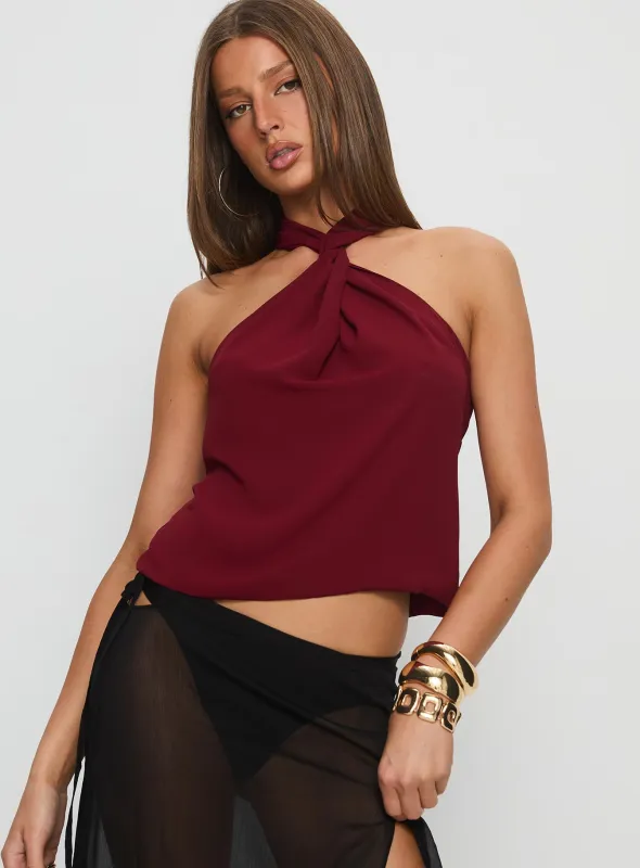 Adalynne Twist Front Top Red sold by Princess Polly