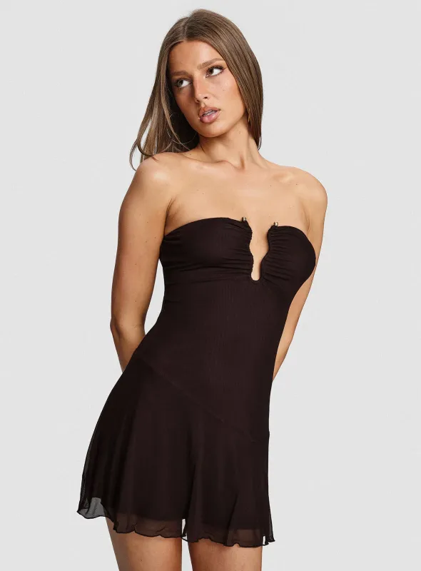 Love To Love Strapless Mini Dress Brown sold by Princess Polly