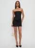 Jenevieve Strapless Drape Mini Dress Black sold by Princess Polly