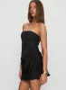 Jenevieve Strapless Drape Mini Dress Black sold by Princess Polly