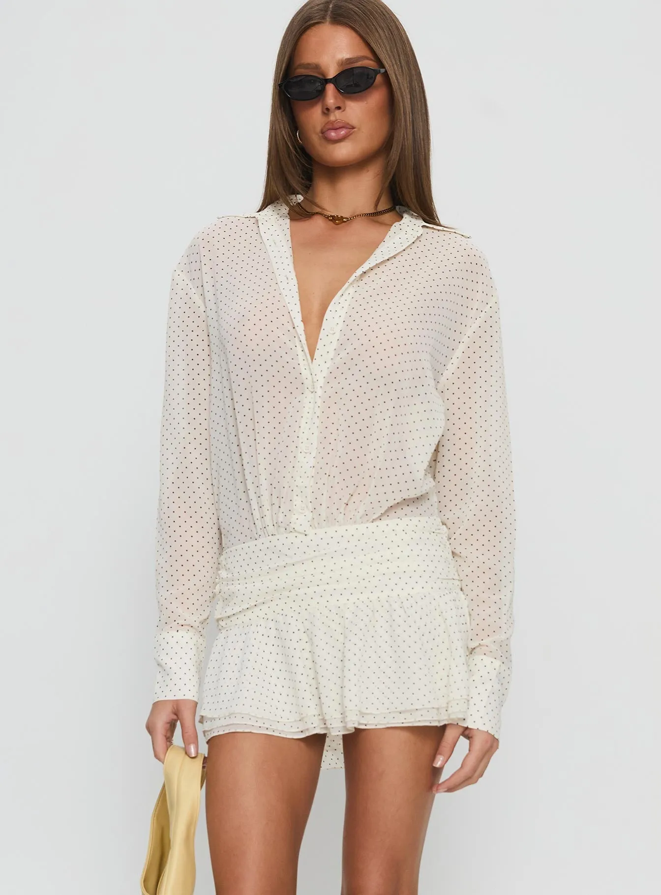 Girls Girls Girls Long Sleeve Mini Dress Porcelain Polka sold by Princess Polly product image thumbnail 2