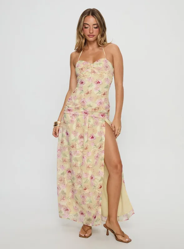 Deserae Halter Maxi Dress Floral Multi sold by Princess Polly