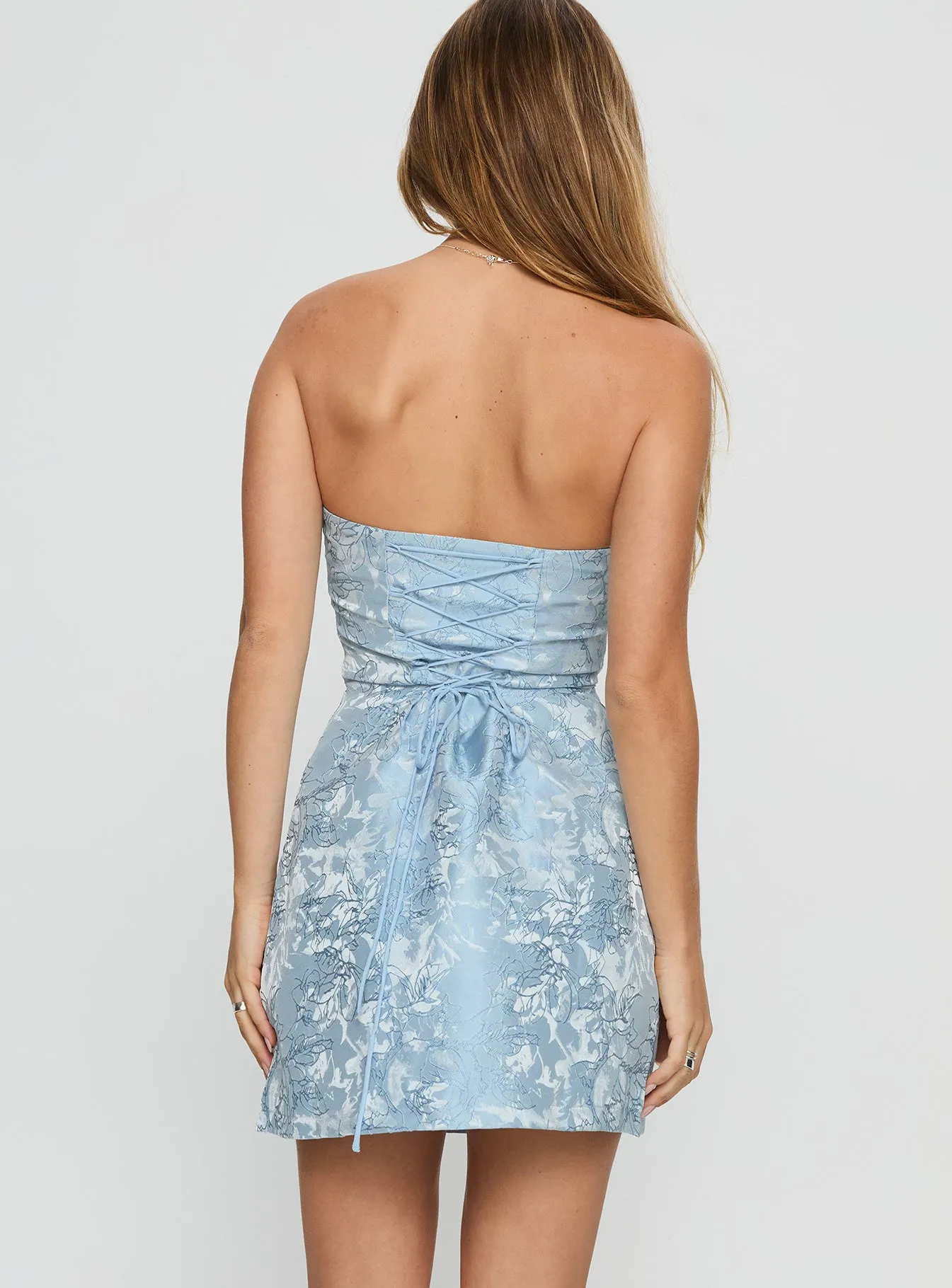 Heaven Sent Strapless Mini Dress Blue sold by Princess Polly product image thumbnail 4