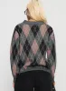 Zeeva Button Through Knit Cardigan Grey Argyle sold by Princess Polly