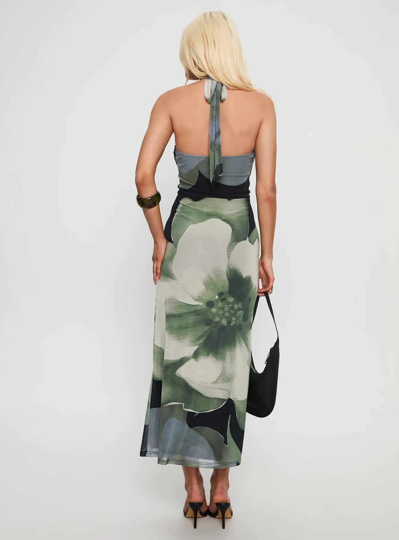 Zelle Halter Cut Out Maxi Dress Blue Multi sold by Princess Polly product image thumbnail 5