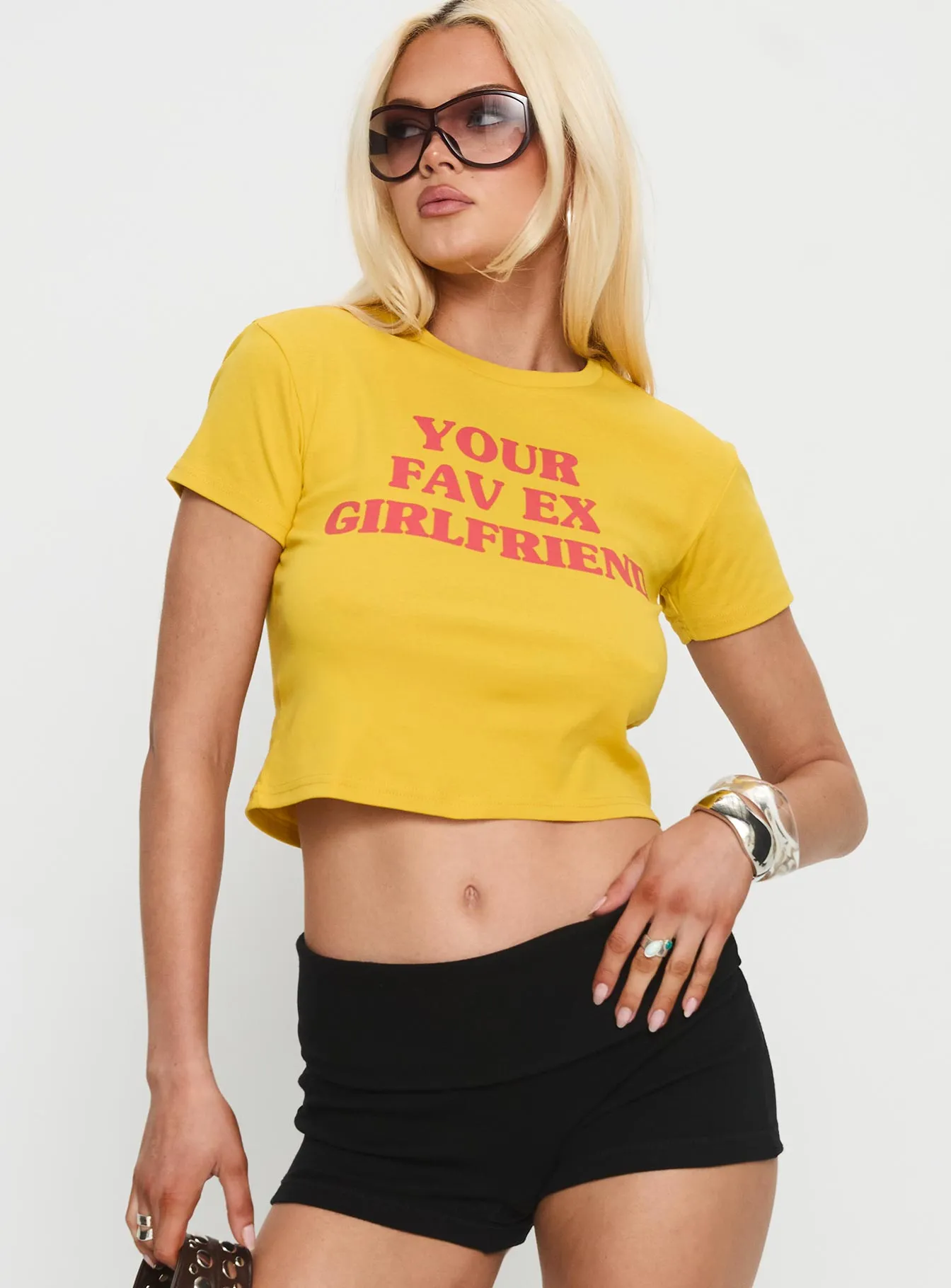 Your Favourite Ex Graphic Top Yellow sold by Princess Polly