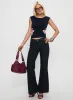 Slow Ride Mid Rise Bootleg Belted Jeans Dark Indigo Blue sold by Princess Polly