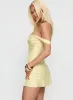 Zabbarra Off The Shoulder Mini Dress Lemon sold by Princess Polly