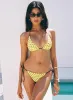 Jenner Triangle Bikini Top Yellow / Polka Dot sold by Princess Polly