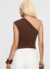 Amelyn One Shoulder Top Brown sold by Princess Polly