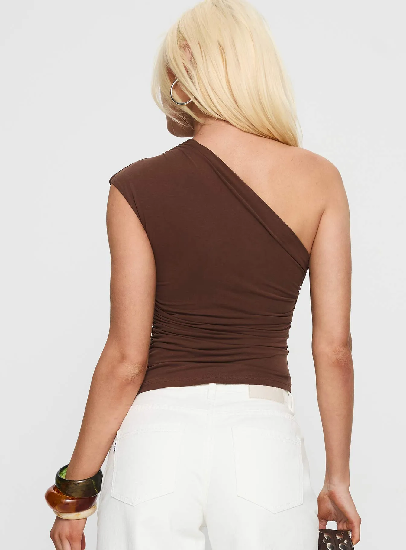 Amelyn One Shoulder Top Brown sold by Princess Polly product image thumbnail 5