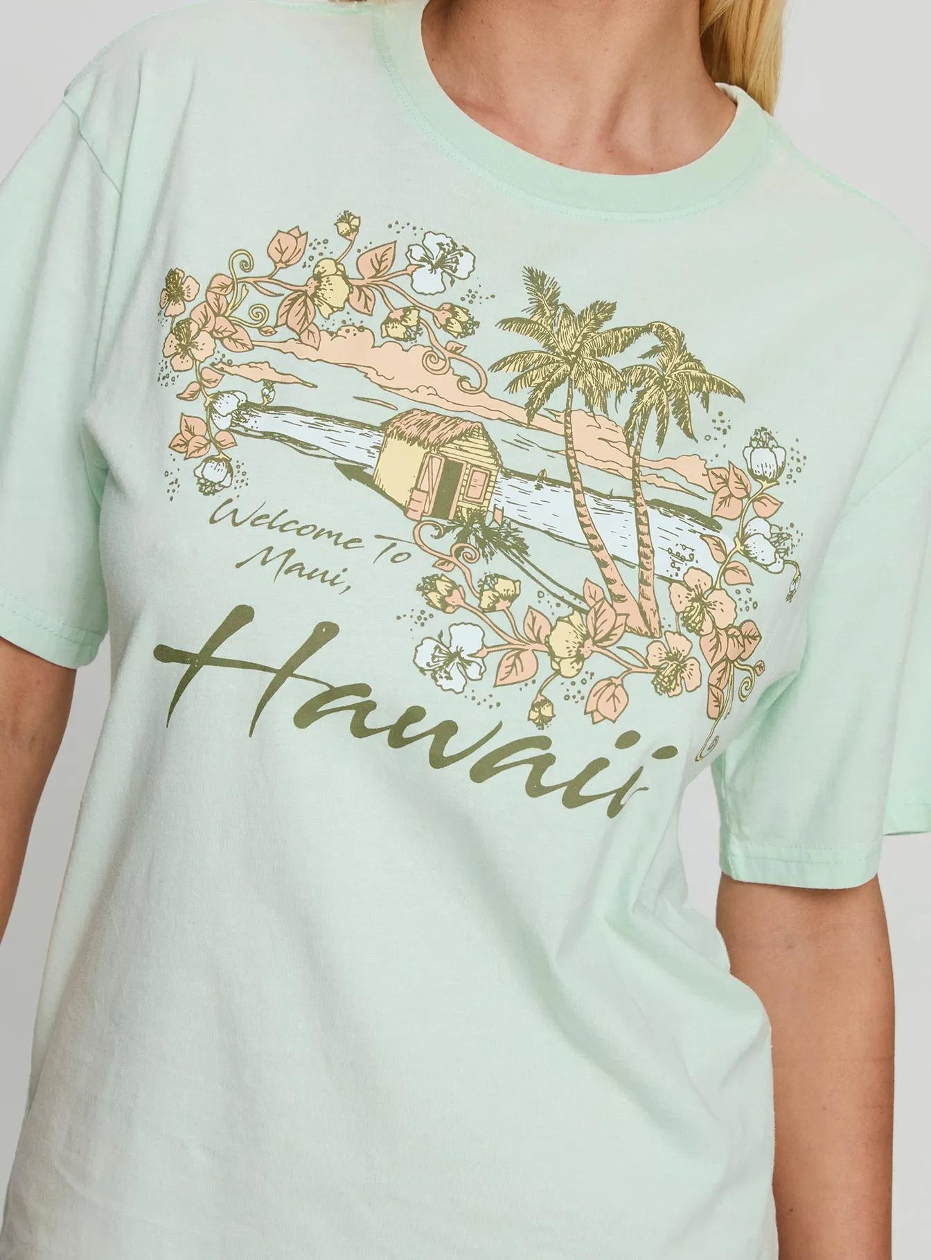 Old School Oversized Hawaii Graphic Tee Green sold by Princess Polly product image thumbnail 5