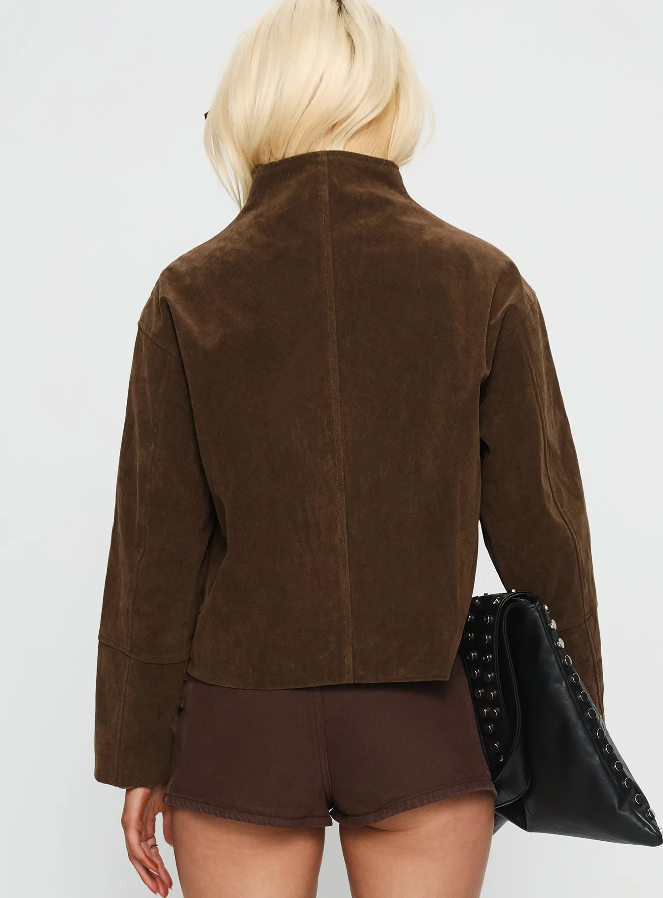 Jessalynn Faux Suede Zip Through Jacket Brown sold by Princess Polly product image thumbnail 5