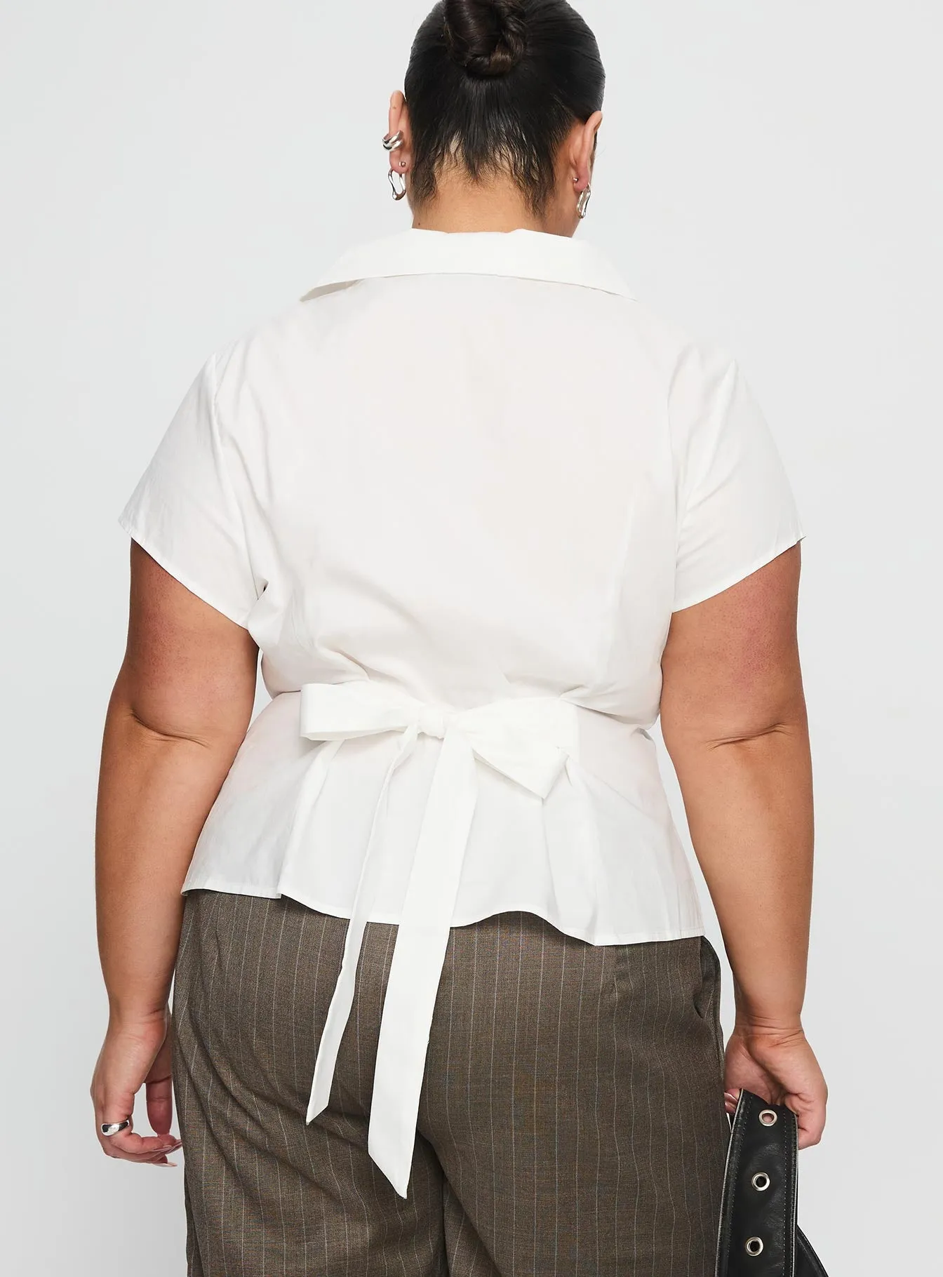 Akiyo Button Up Blouse Top White Curve sold by Princess Polly product image thumbnail 5