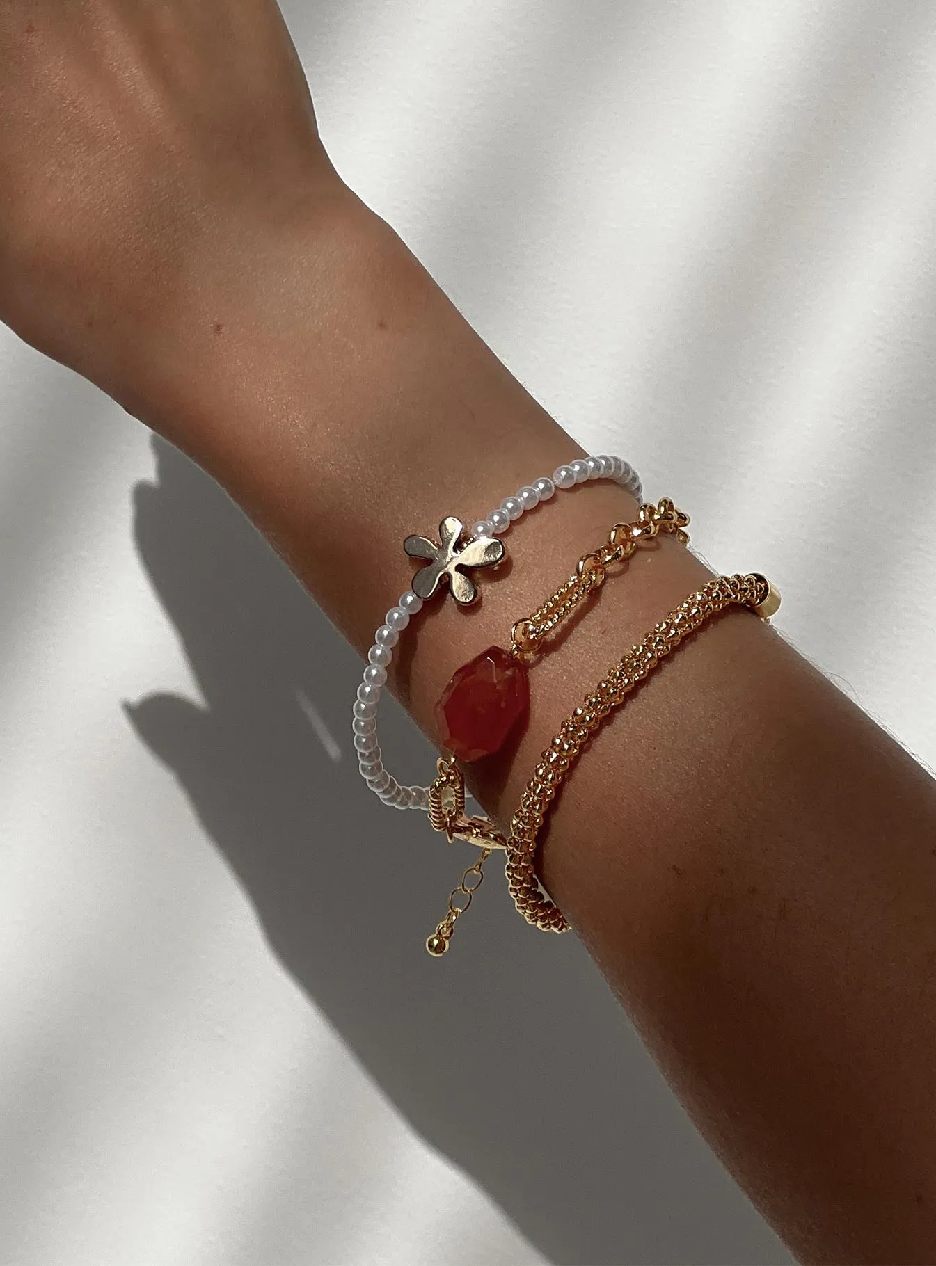 Bleeker Flower Bracelet Pack Gold sold by Princess Polly