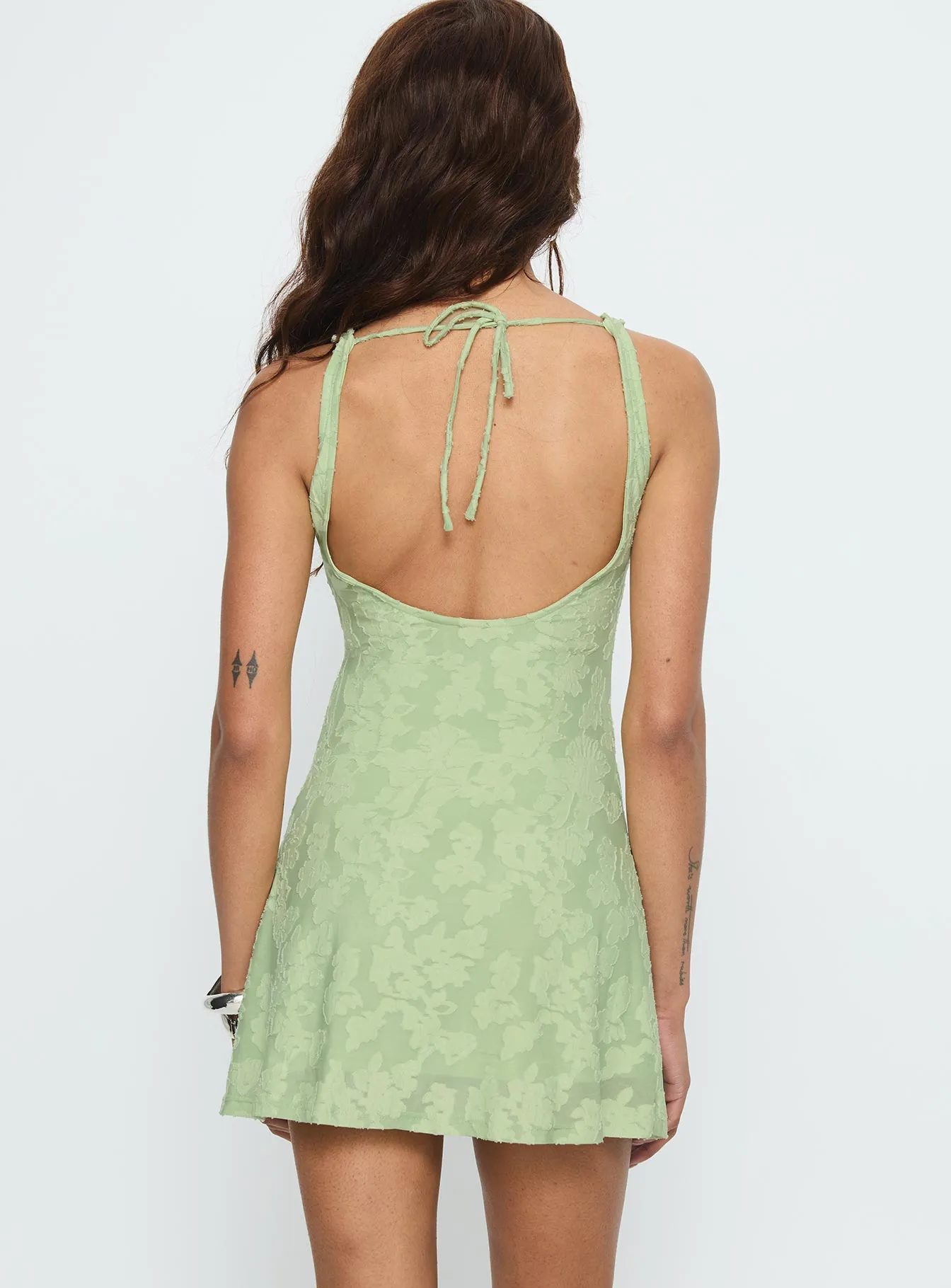 Charming Life Boat Neck Mini Dress Green Floral sold by Princess Polly product image thumbnail 4