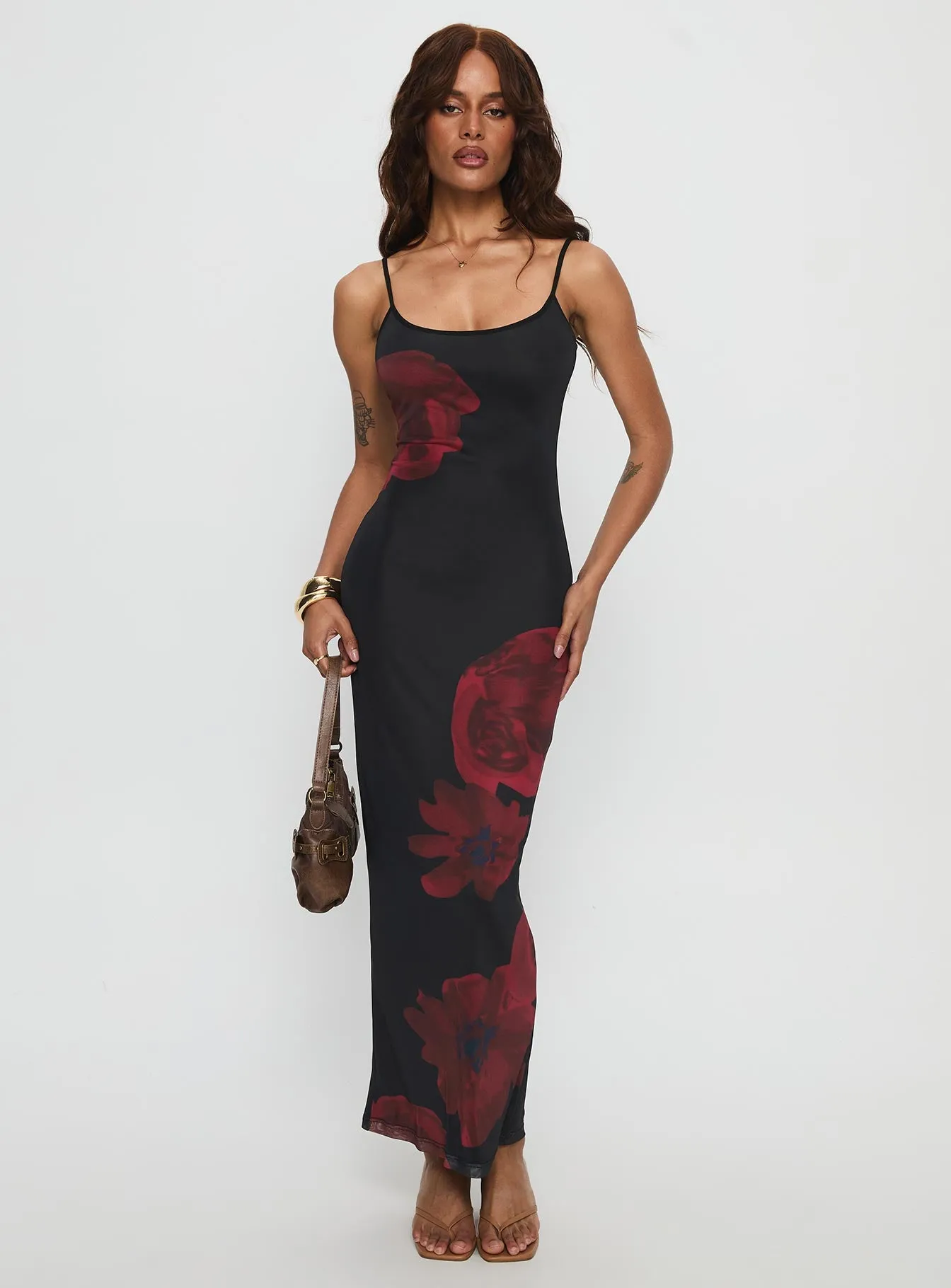 Lucky to Love Maxi Dress Black / Red Floral sold by Princess Polly product image thumbnail 2