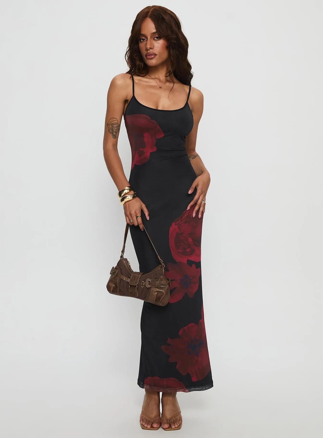 Lucky to Love Maxi Dress Black / Red Floral sold by Princess Polly product image thumbnail 3