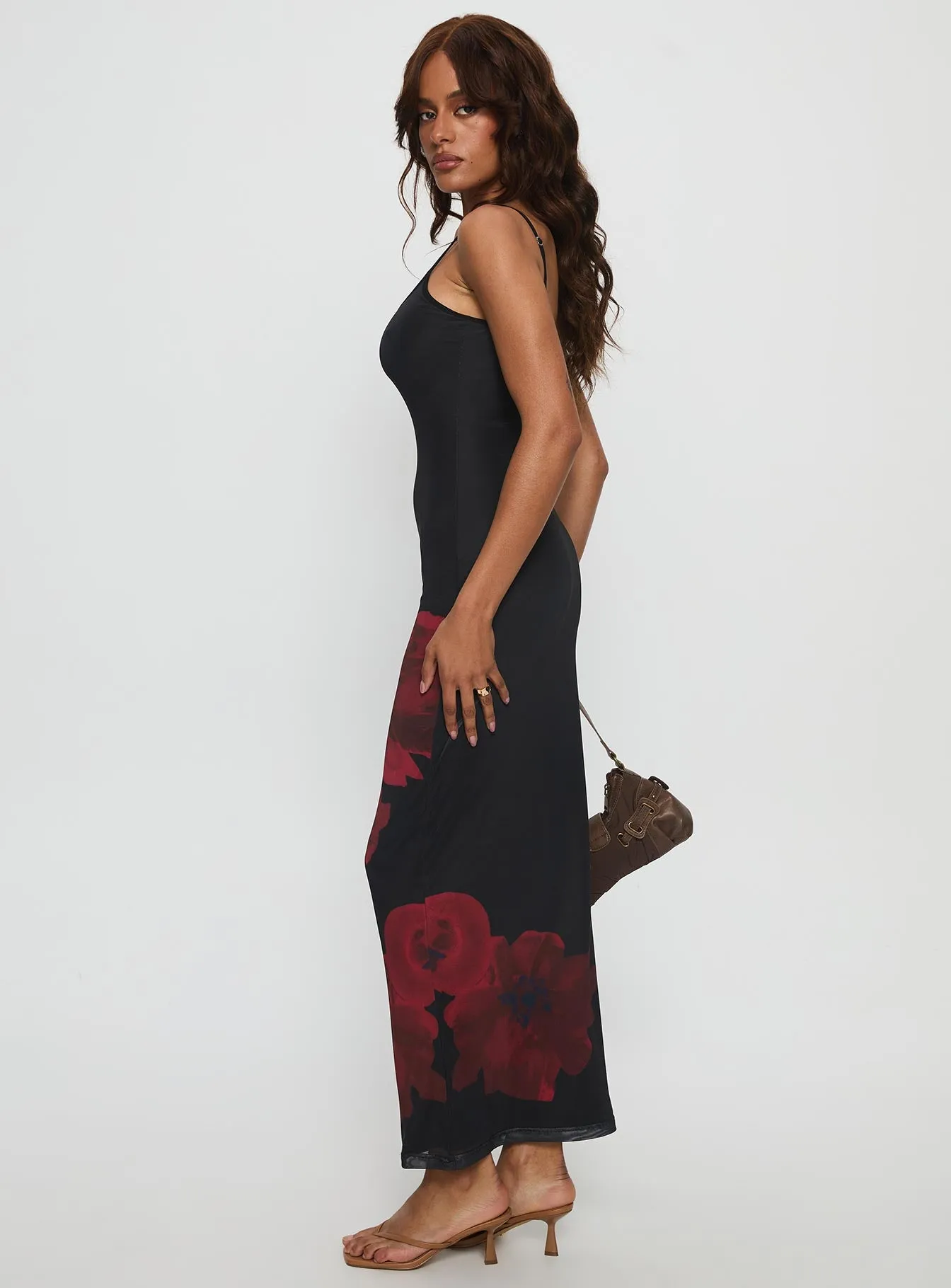 Lucky to Love Maxi Dress Black / Red Floral sold by Princess Polly product image thumbnail 4
