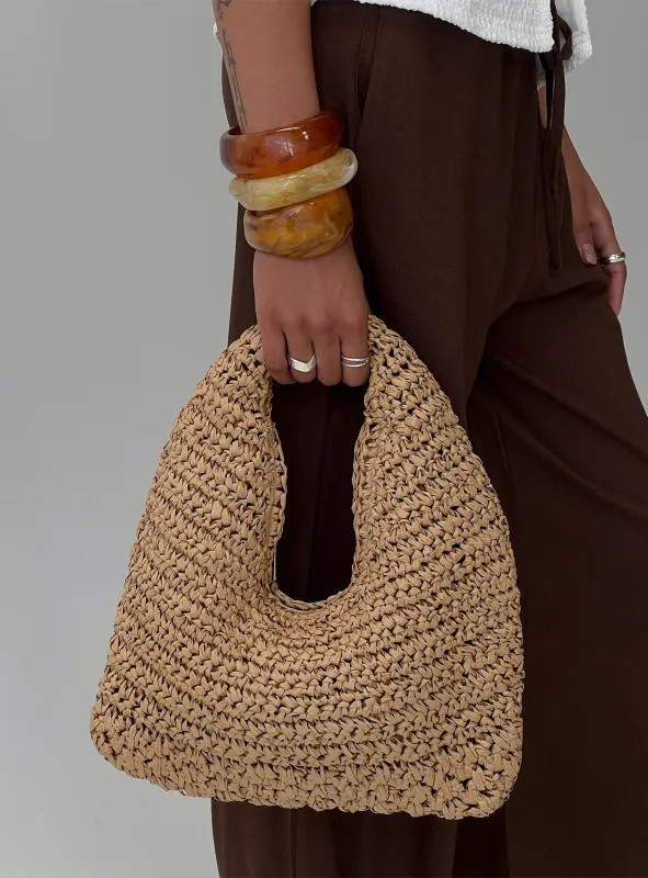 Ramina Straw Shoulder Bag Tan sold by Princess Polly