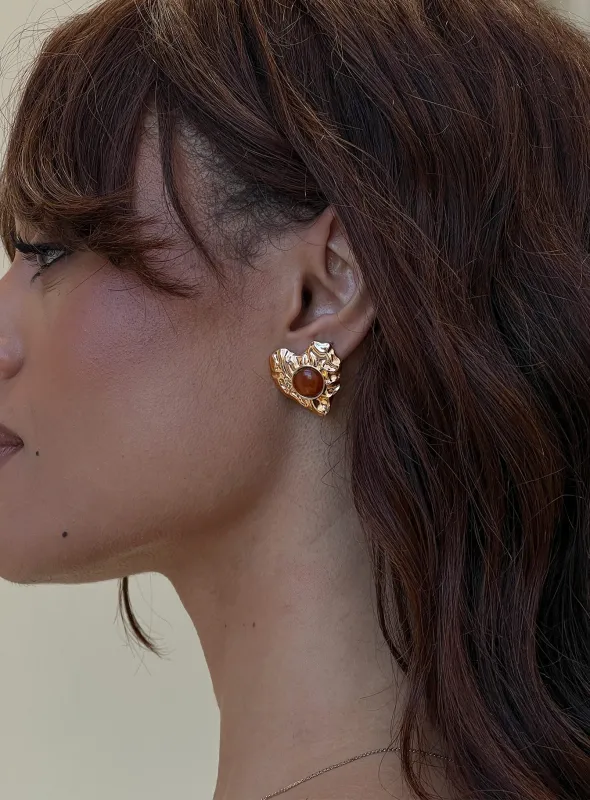 Living Easy Heart Earrings Gold sold by Princess Polly