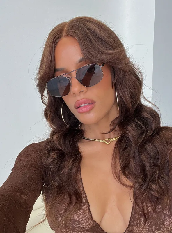 Elevation Aviator Sunglasses Bronze / Brown sold by Princess Polly