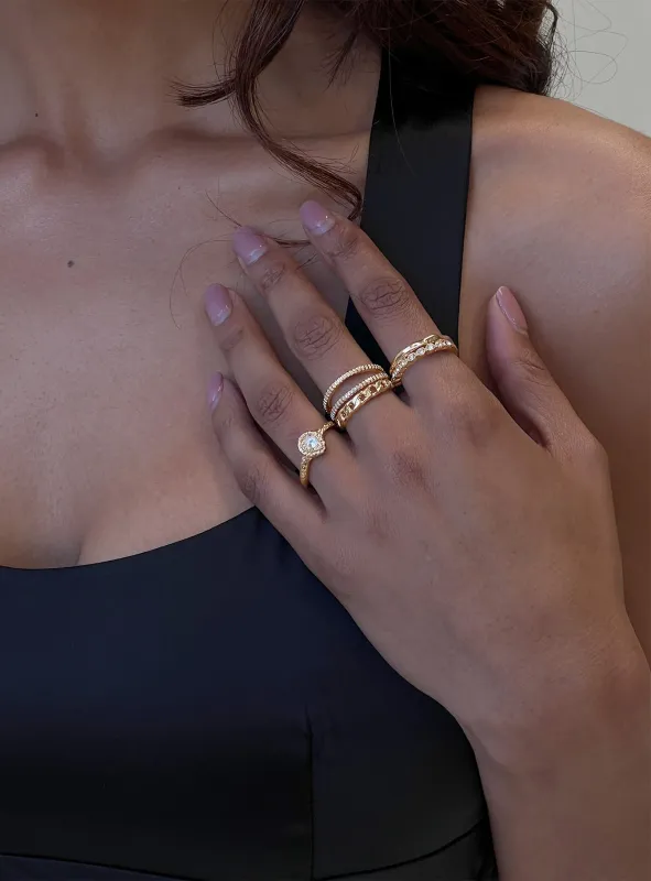 All For Love Ring Pack Gold sold by Princess Polly