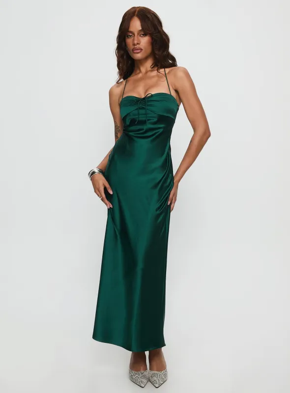 Fireproof Halter Maxi Dress Forest Green sold by Princess Polly
