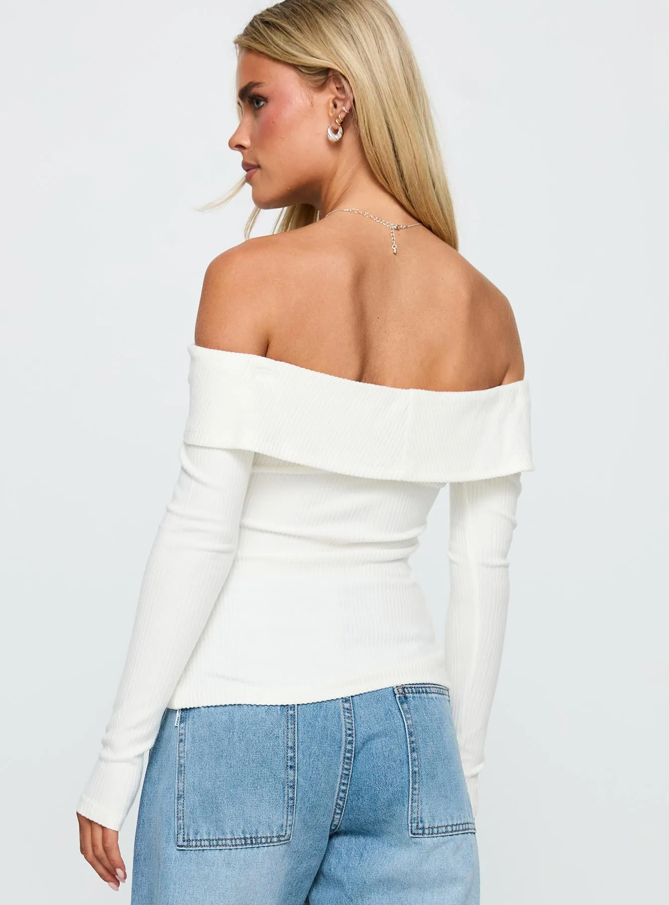 Dusk Dipped Off Shoulder Top White sold by Princess Polly product image thumbnail 5