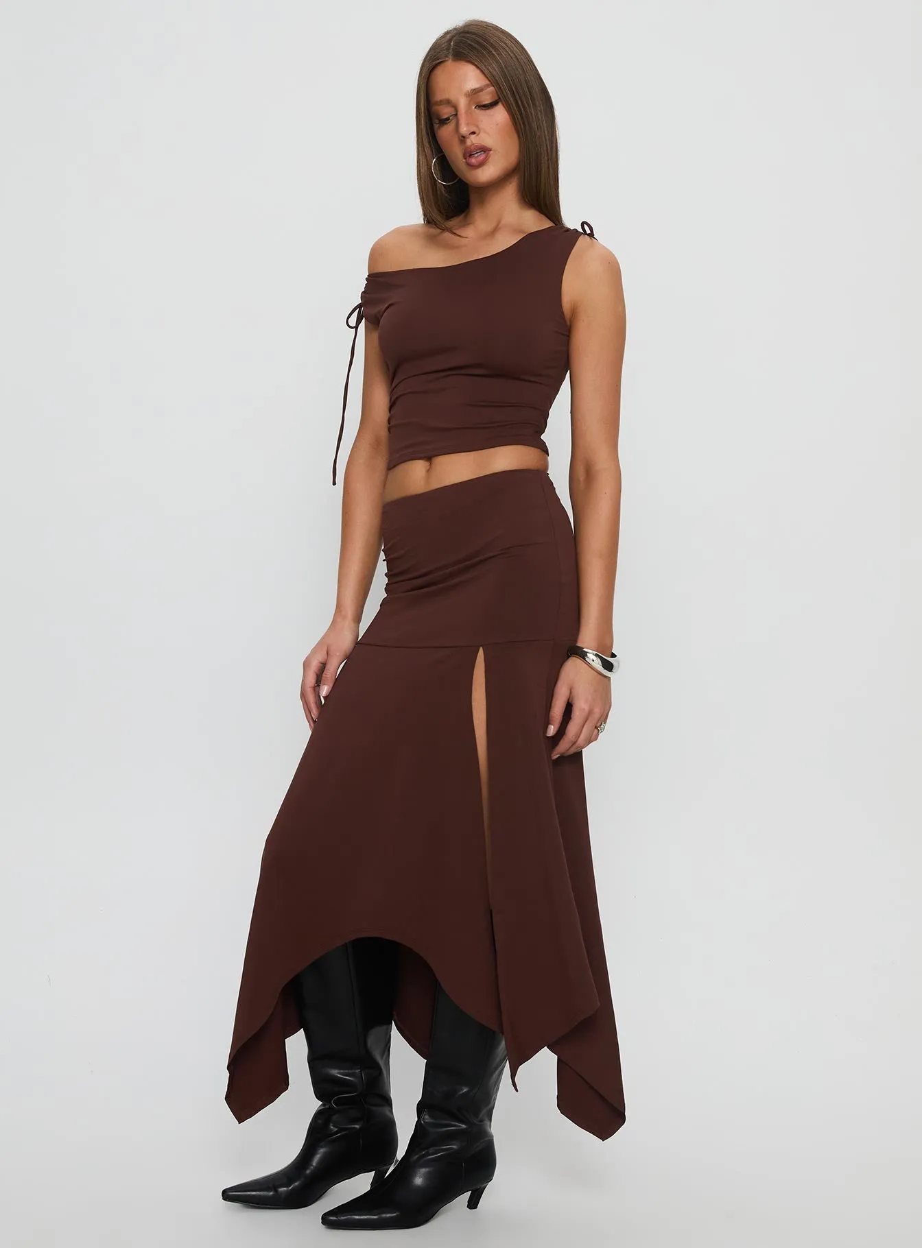 Azlynn Off Shoulder Set Brown sold by Princess Polly product image thumbnail 4