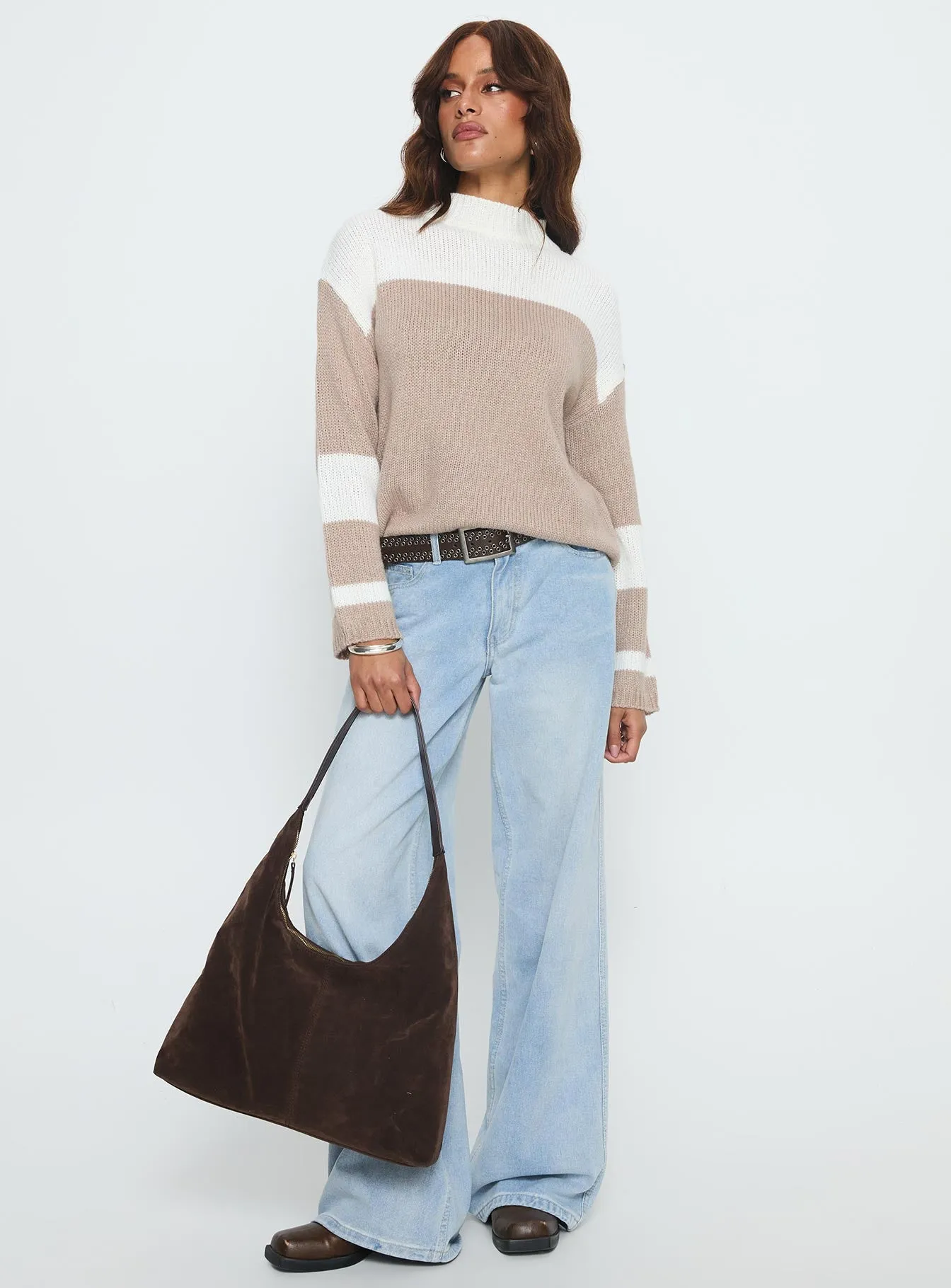 Brandalyn Contrast Mock Neck Knit Sweater Multi sold by Princess Polly product image thumbnail 2