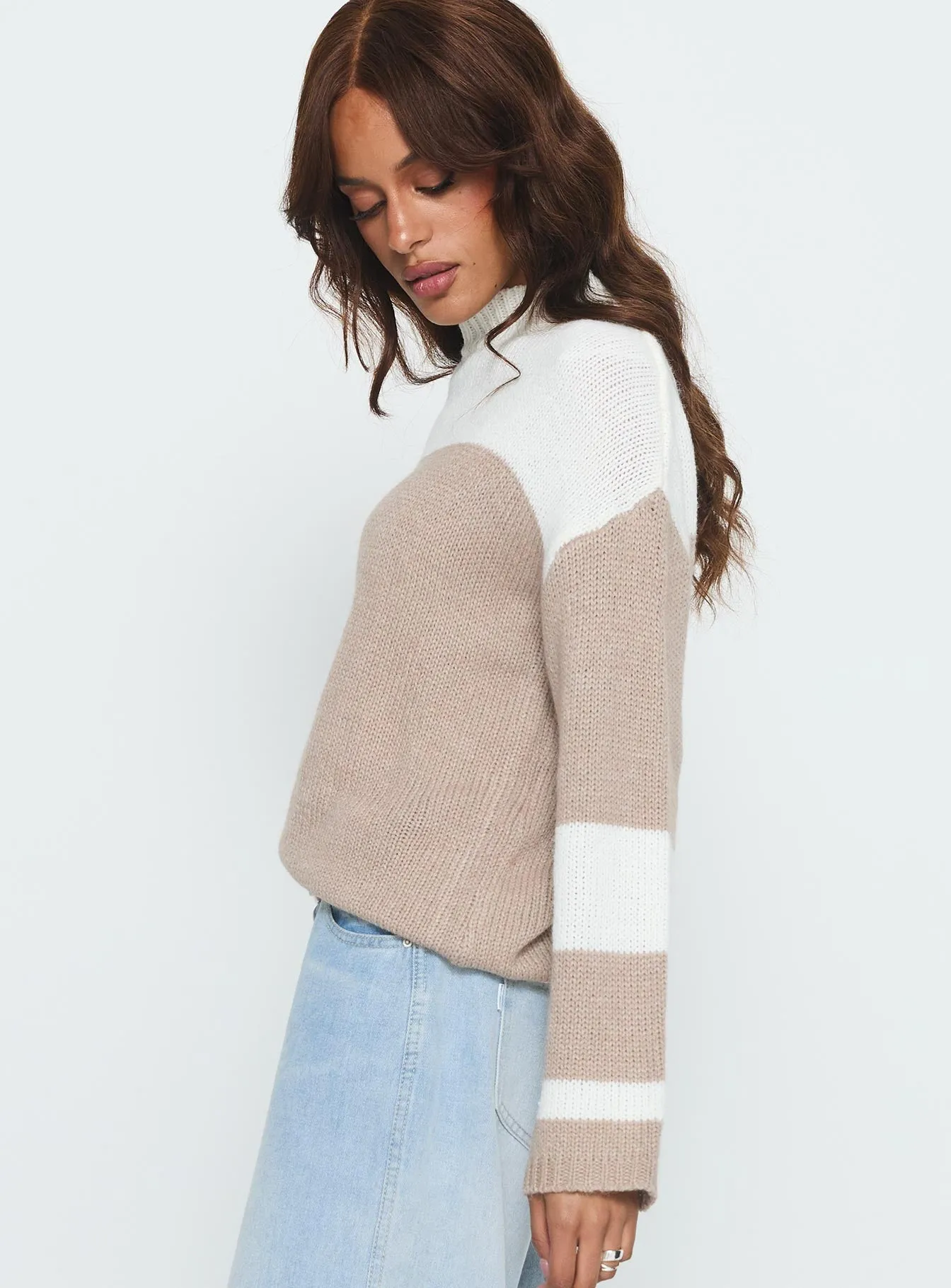 Brandalyn Contrast Mock Neck Knit Sweater Multi sold by Princess Polly product image thumbnail 3