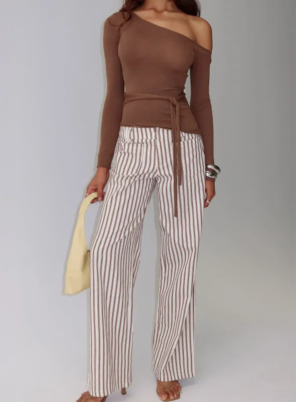Vendi Low Rise Pant Brown Stripe sold by Princess Polly