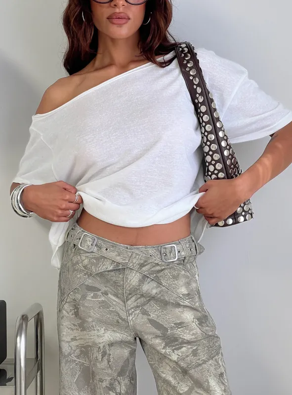 Winny Off Shoulder Tee White sold by Princess Polly