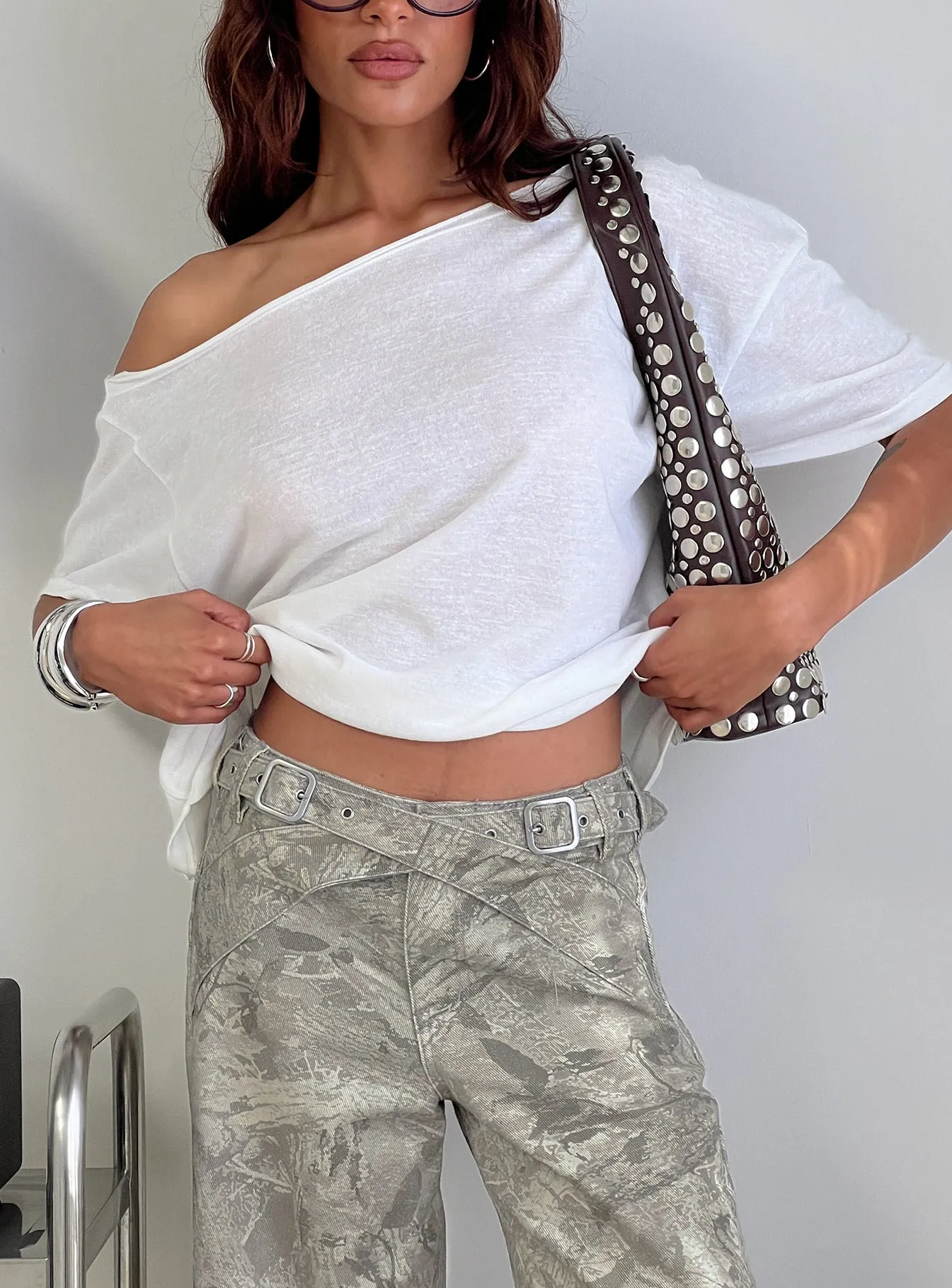 Winny Off Shoulder Tee White sold by Princess Polly