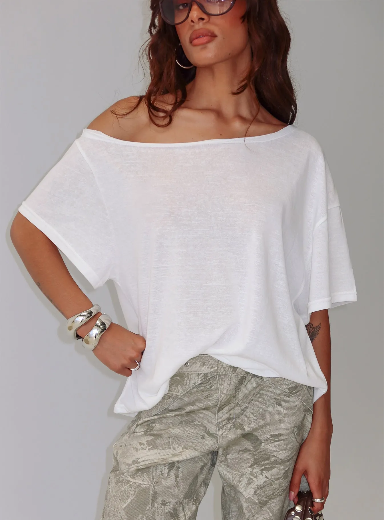 Winny Off Shoulder Tee White sold by Princess Polly product image thumbnail 2