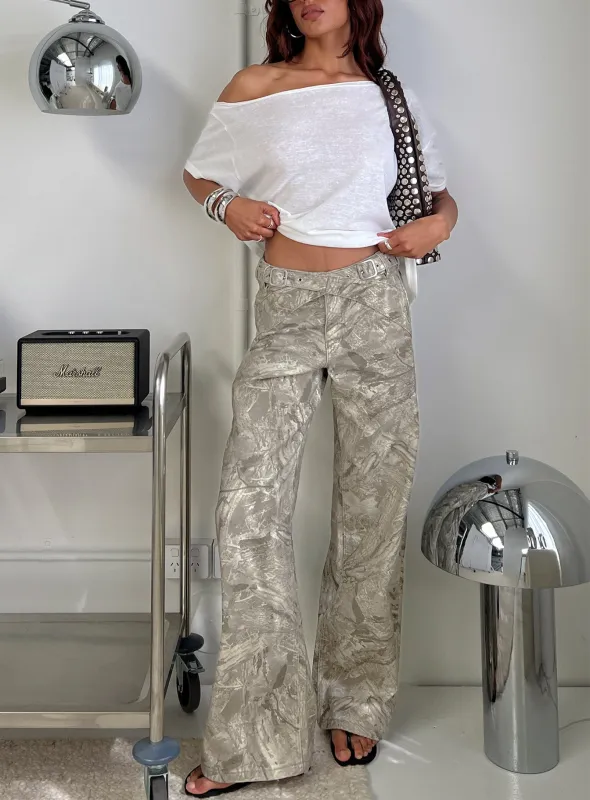 Mckinley Mid Rise Wide Leg Jeans Camouflage sold by Princess Polly