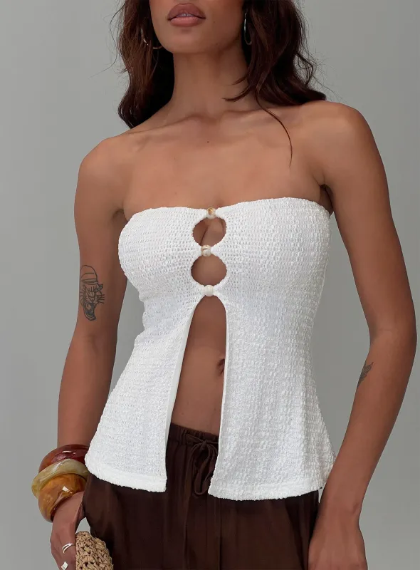 Lost Souls Strapless Cut Out Top White sold by Princess Polly
