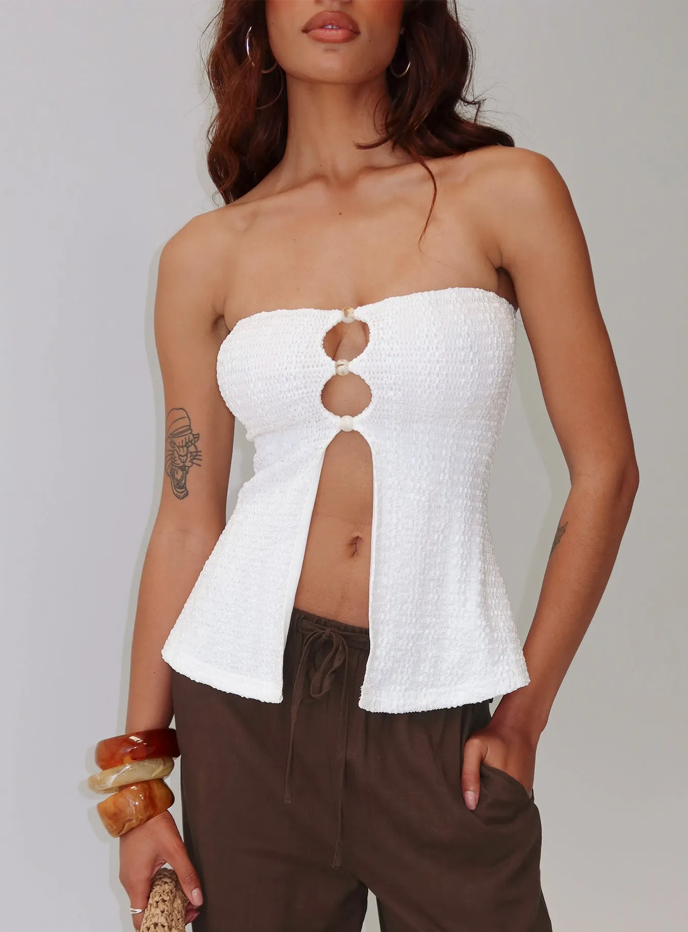 Lost Souls Strapless Cut Out Top White sold by Princess Polly product image thumbnail 2
