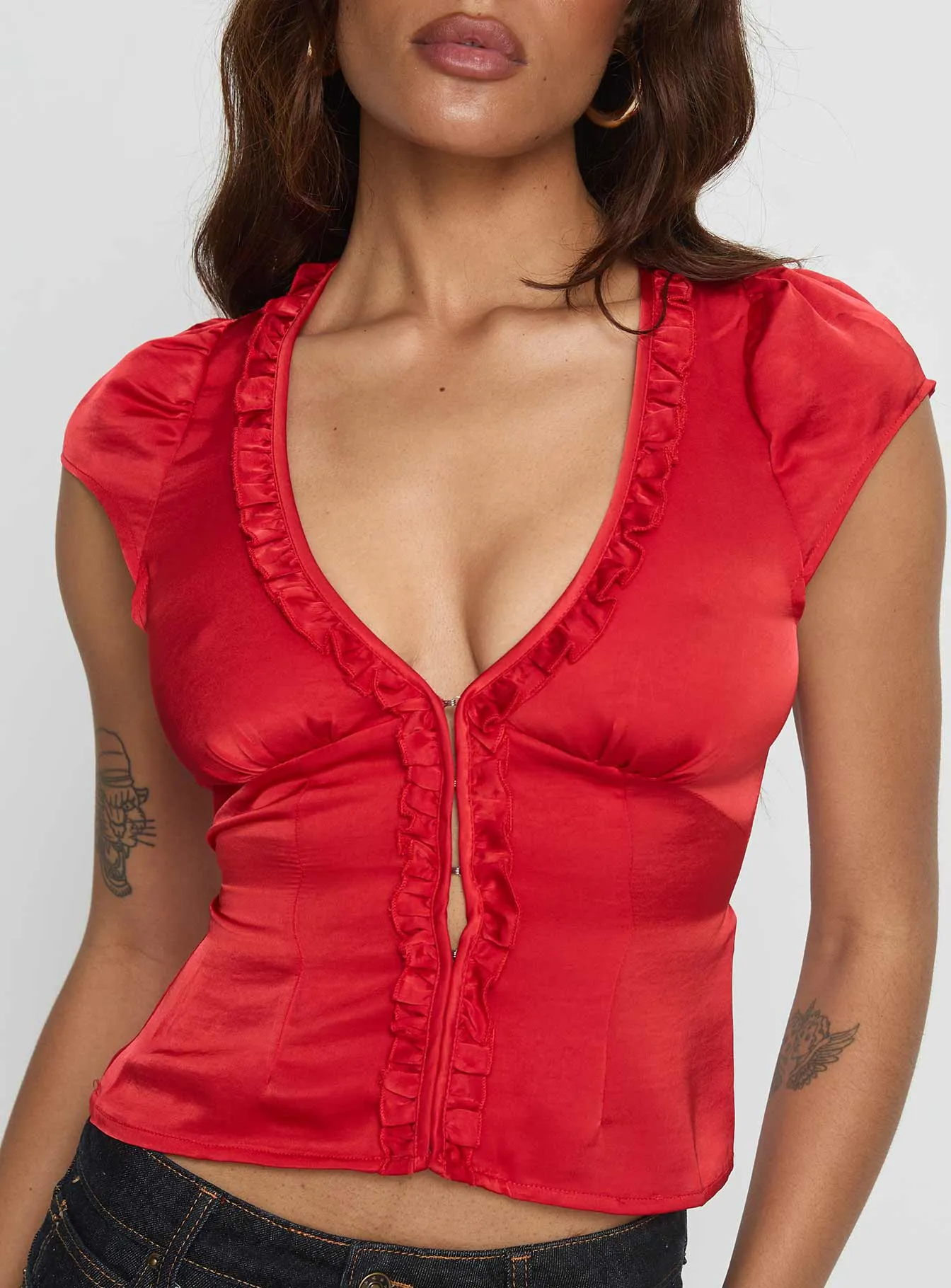 Tatianna Frill Blouse Top Red sold by Princess Polly product image thumbnail 5