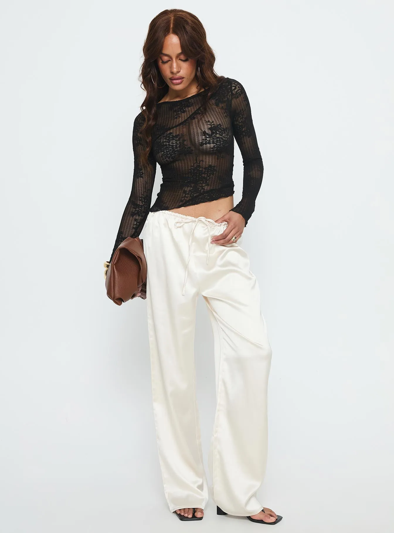 Mellissa Long Sleeve Sheer Textured Top Black sold by Princess Polly product image thumbnail 3