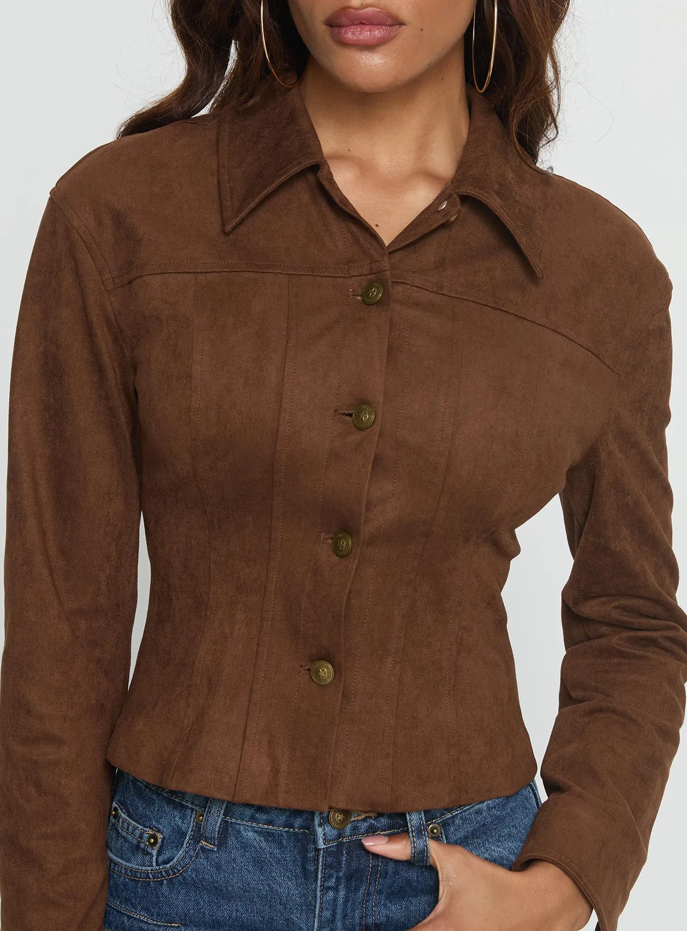 Invitations Fitted Jacket Chocolate sold by Princess Polly product image thumbnail 5