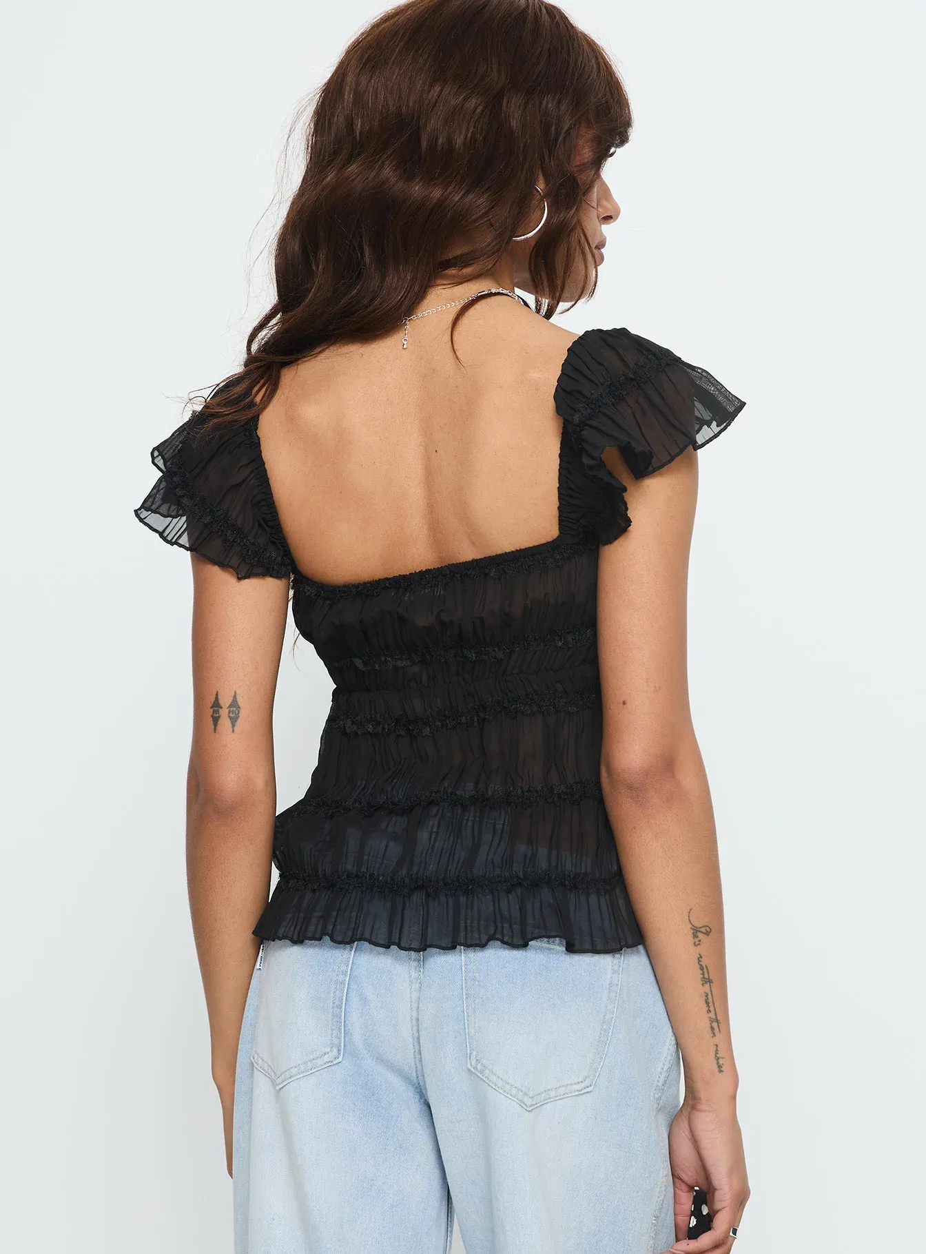 Brighter Than Stars Tiered Top Black sold by Princess Polly product image thumbnail 4